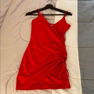 red flattering H&M mini dress bodycon petite